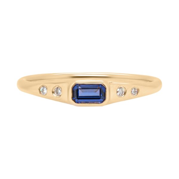 Custom Sapphire and Diamond Bezel Ring - Emily Chelsea