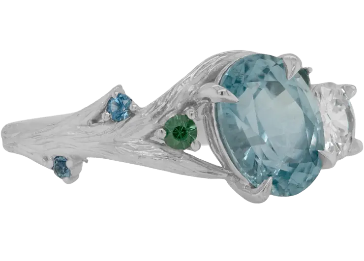 Silver ring with blue stones